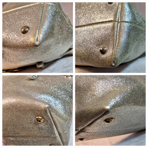 Jimmy Choo $1395 Rhea Bag Metallic Leather Tote Bag - Picture 14 of 16